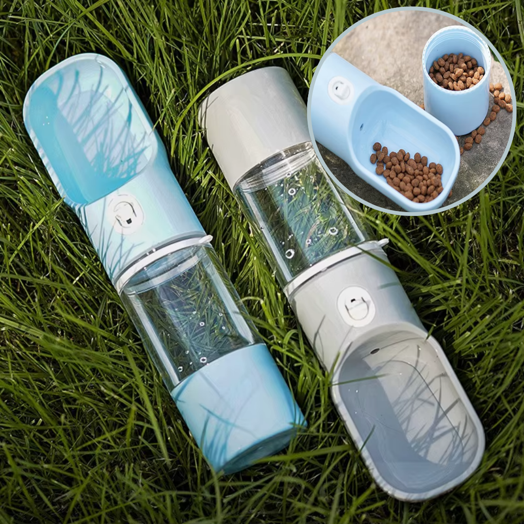 Handige Draagbare Waterfles met Voerbak  – Altijd Vers Water Onderweg! - MantroForce
